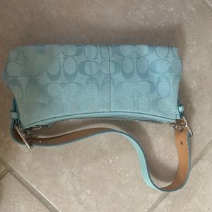 Small teal hobo Coach purse